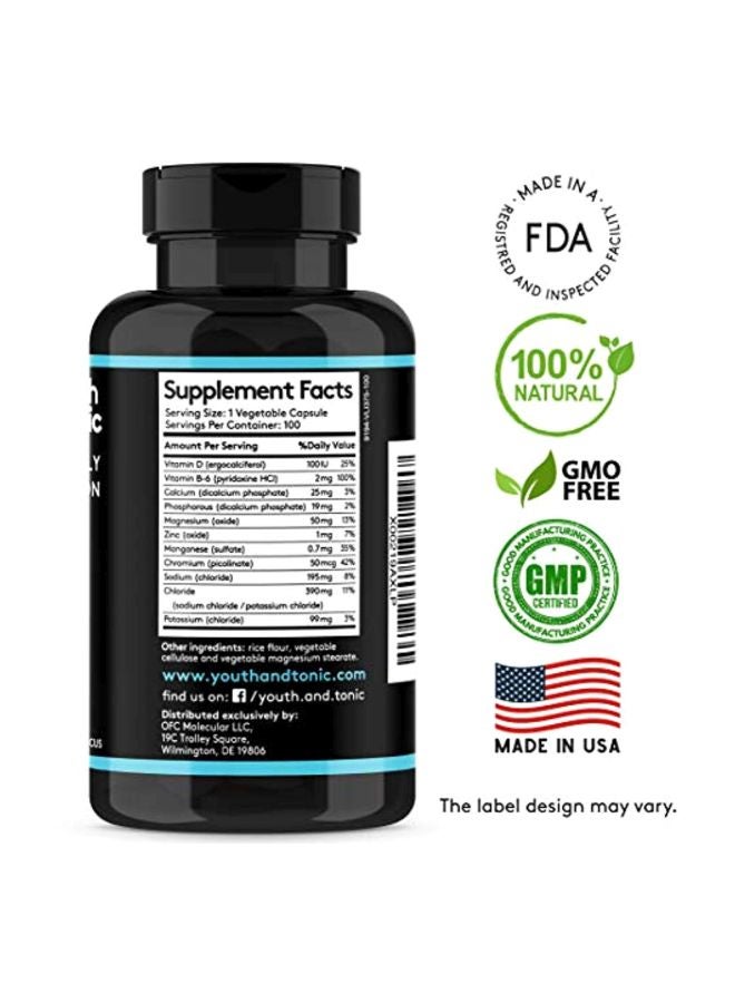 Youth & Tonic - Complete Electrolyte Supplement Tablets And Absorption Enhancer - 100 Capsules - Image 1