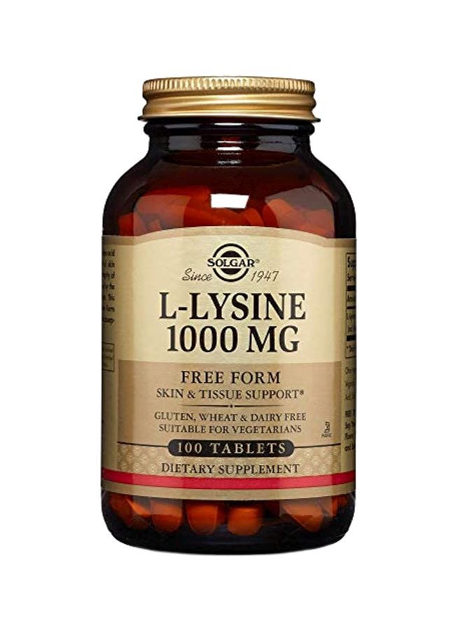Solgar - L-Lysine 1000 MG Dietary Supplement - 100 Tablets - Image 1