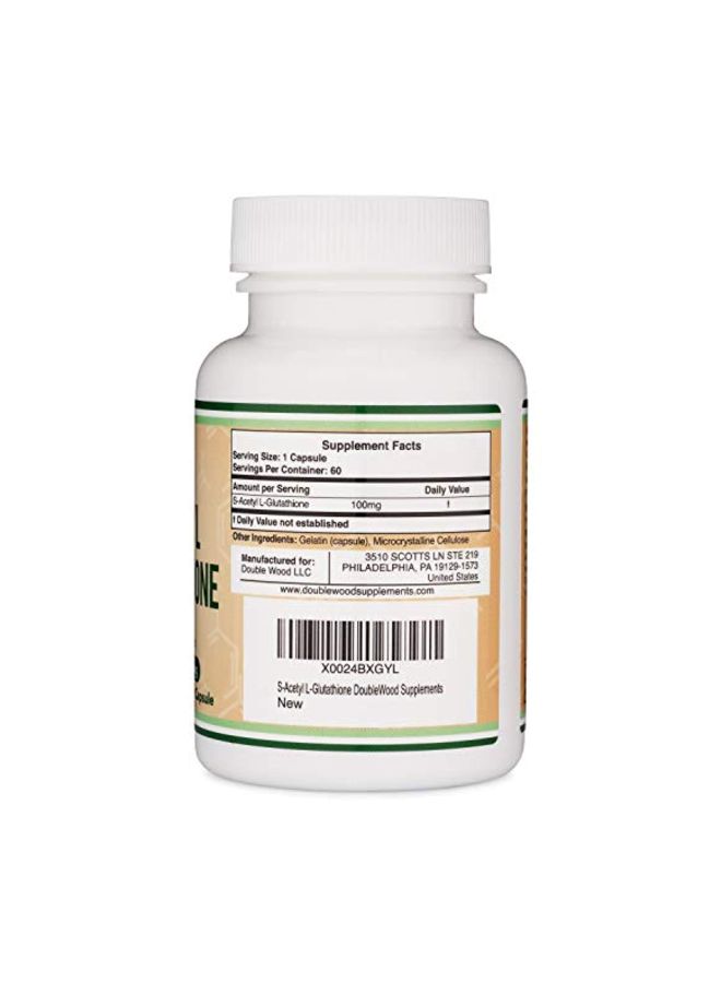 Double Wood Supplements S-Acetyl L-Glutathione - 100mg - 60 Capsules - Image 2