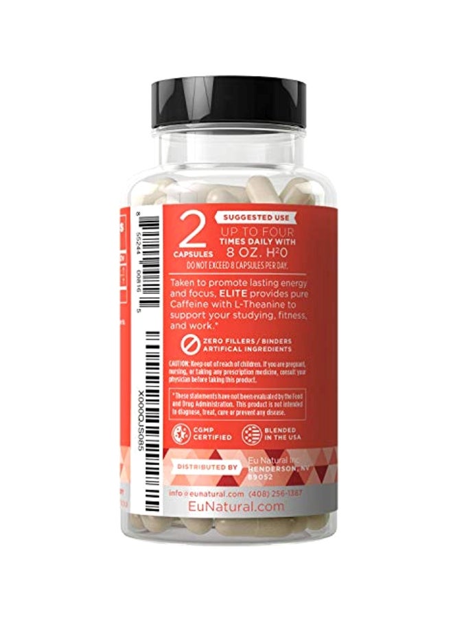 Eu Natural Elite Caffeine With L-Theanine Energy And Focus - 120 Soft Capsules  - Image 2