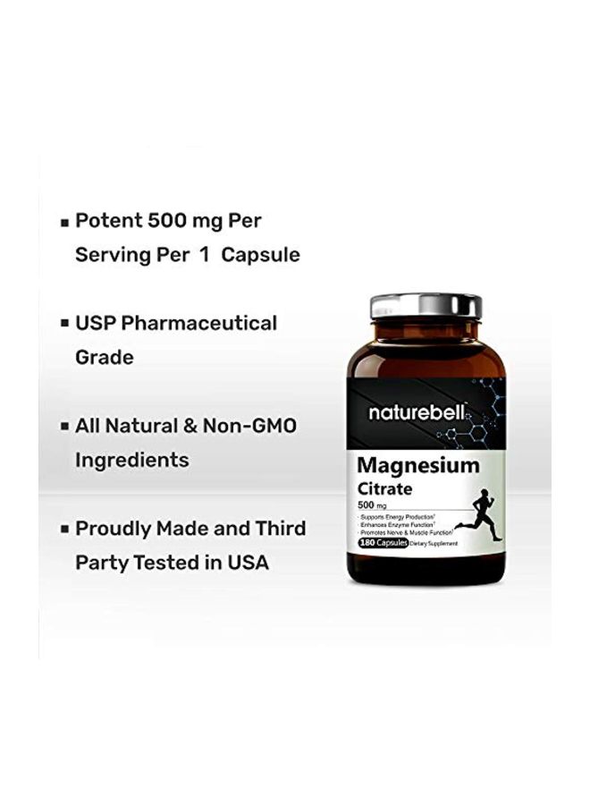 NatureBell - Pack Of 2 Magnesium Citrate Dietary Supplement 500 Mg - 180 Capsules - Image 1