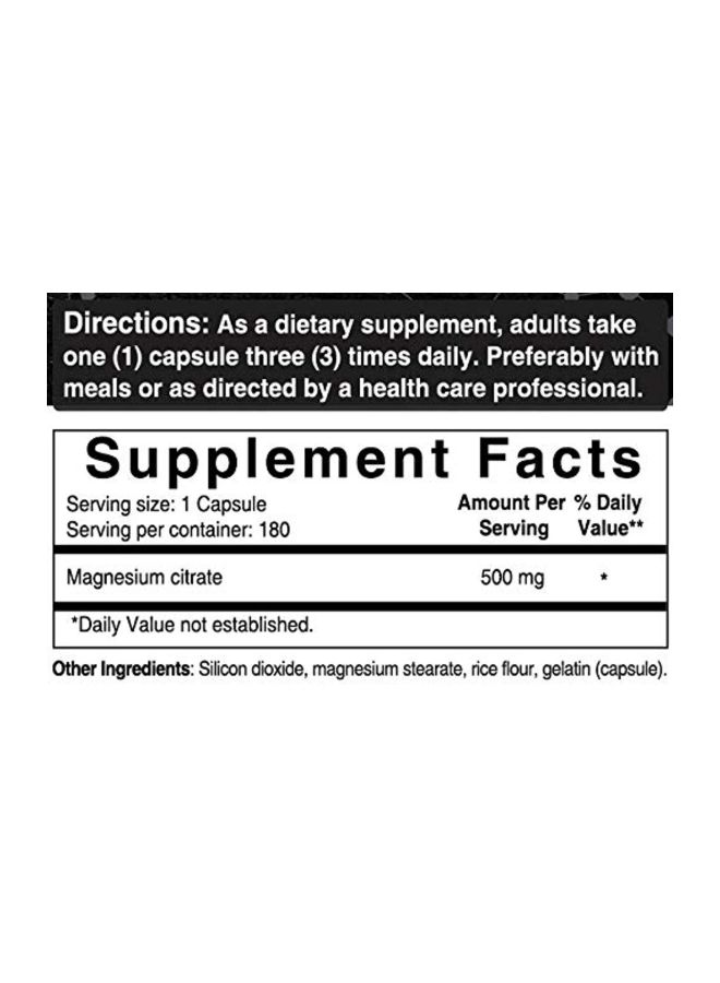 NatureBell - Pack Of 2 Magnesium Citrate Dietary Supplement 500 Mg - 180 Capsules - Image 1