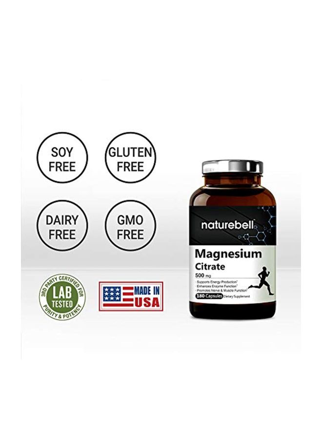 NatureBell - Pack Of 2 Magnesium Citrate Dietary Supplement 500 Mg - 180 Capsules - Image 1