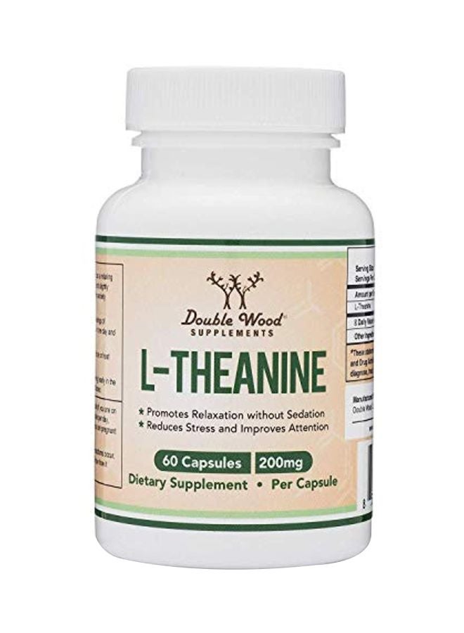 Double Wood Supplements L-Theanine 200mg - 60 Capsules - Image 1