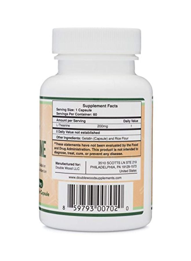 Double Wood Supplements L-Theanine 200mg - 60 Capsules - Image 3