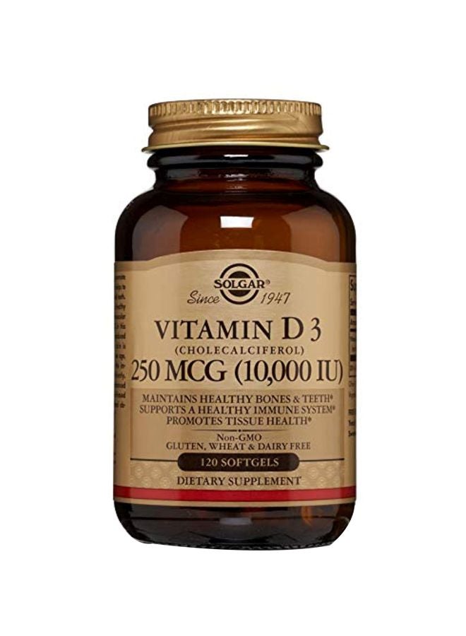 Solgar Pack Of 2 Vitamin D3 250 MCG Dietary Supplement - 120 Softgels - Image 1