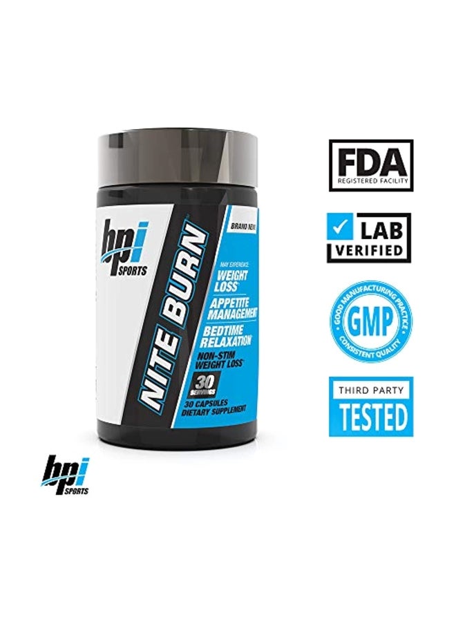 بي بي آي سبورتس مكمل غذائي نايت بيرن لإنقاص الوزن 640 مجم - 30 كبسولة - Image 3