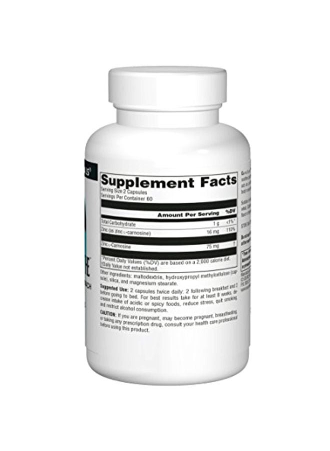 Source Naturals Gastric Soothe Zinc L-Carnosine Dietary Supplement 37.5 mg - 120 Vegetarian Capsules  - Image 2