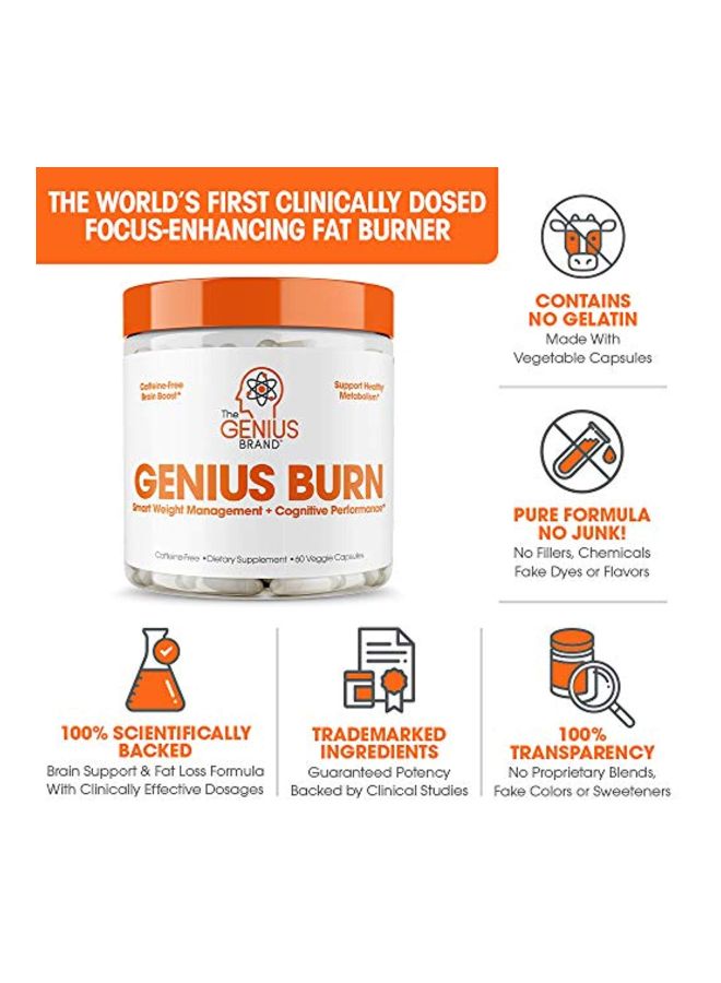 ذا جينيس براند مكمل جينيس بيرن لإدارة الوزن ومنشط الذهن - 60 كبسولة نباتية - Image 4