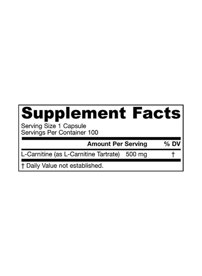 L-Carnitine Tartrate 500mg - 100 Capsules