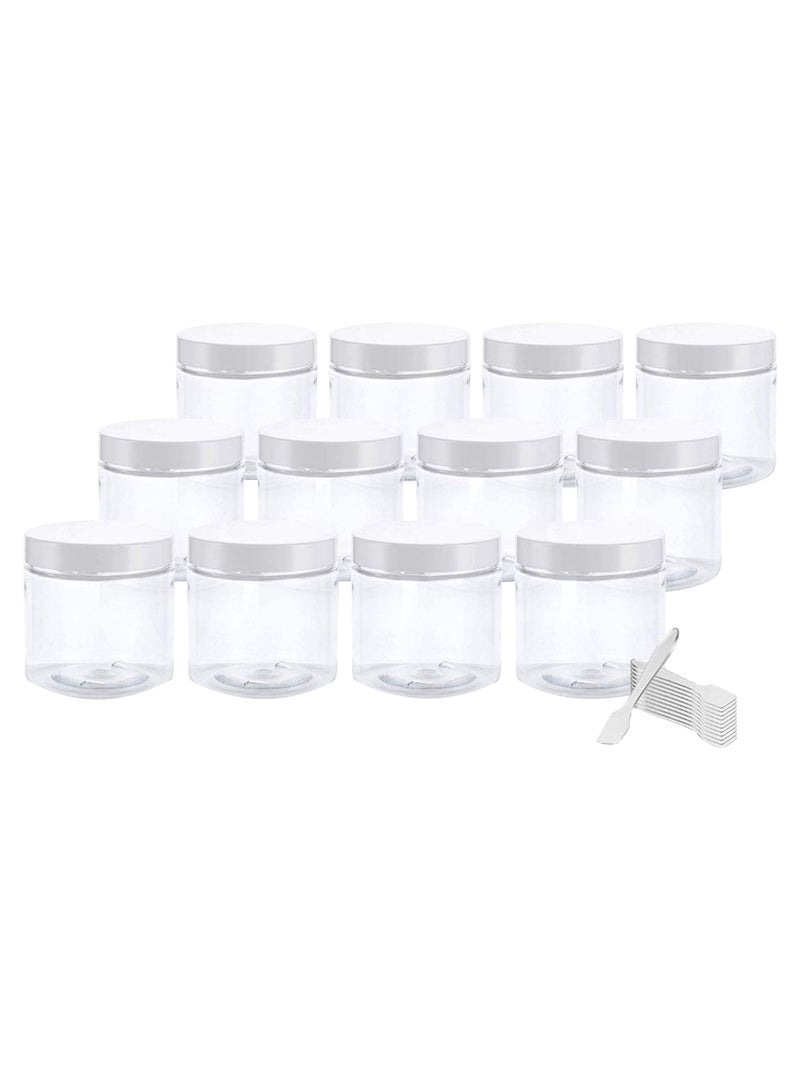 JUVITUS Pack Of 12 Refillable Travel Jar With Spatulas Clear/White  - Image 1