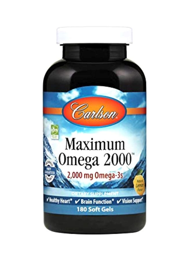 كارلسون مكمل غذائي ماكسيمام أوميجا 2000 بأوميجا 3 بتركيز 2000 مجم - 180 كبسولة هلامية - Image 1
