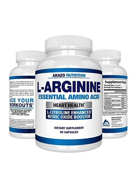 Arazo Nutrition L-Arginine 1340 mg Nitric Oxide Booster - 60 Capsules |  Best Price UAE | Dubai, Abu Dhabi