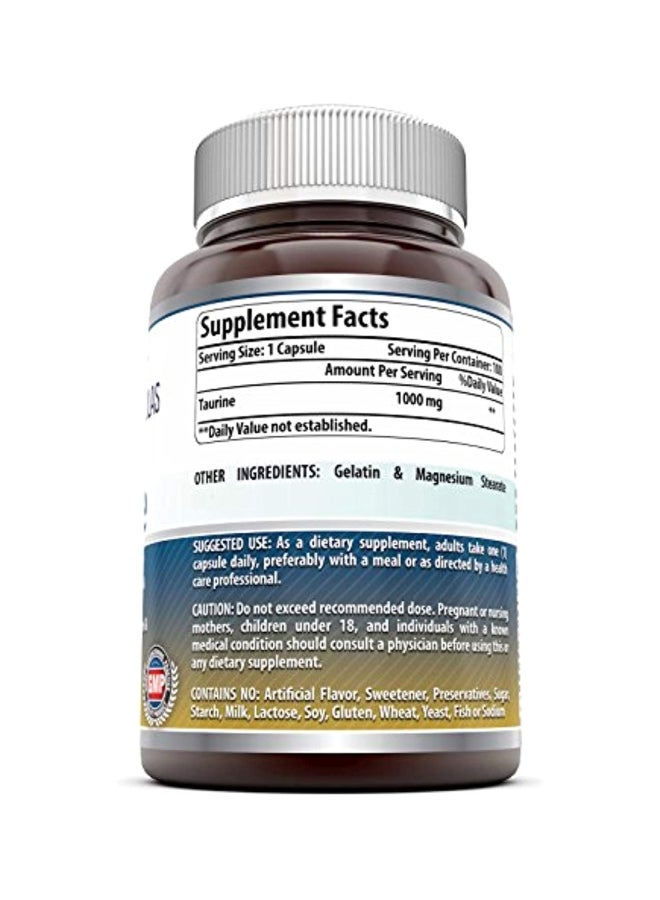 Amazing Nutrition - Taurine Amino Acid Supplement 1000mg - 100 Capsules - Image 1