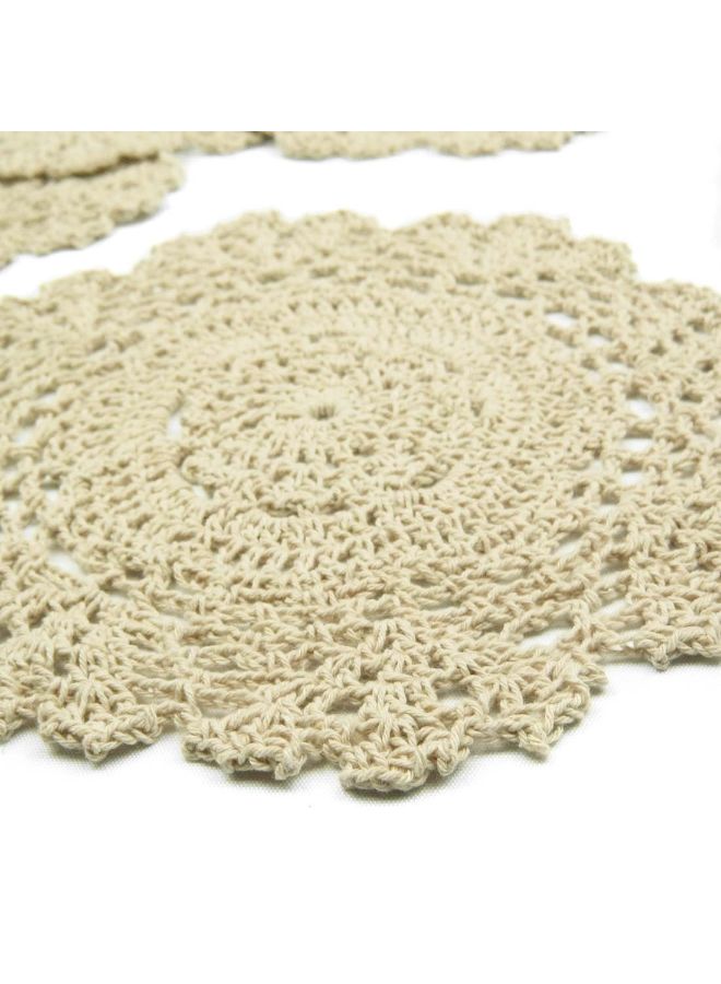 kilofly 4-Piece Crochet Cotton Lace Placemat Beige 7inch  - Image 2