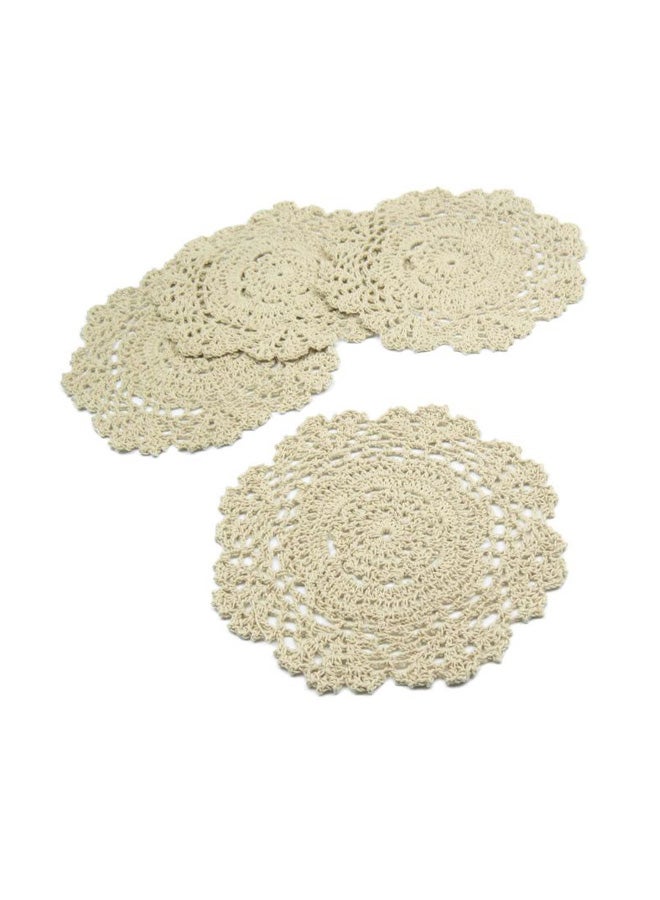 kilofly 4-Piece Crochet Cotton Lace Placemat Beige 7inch  - Image 1
