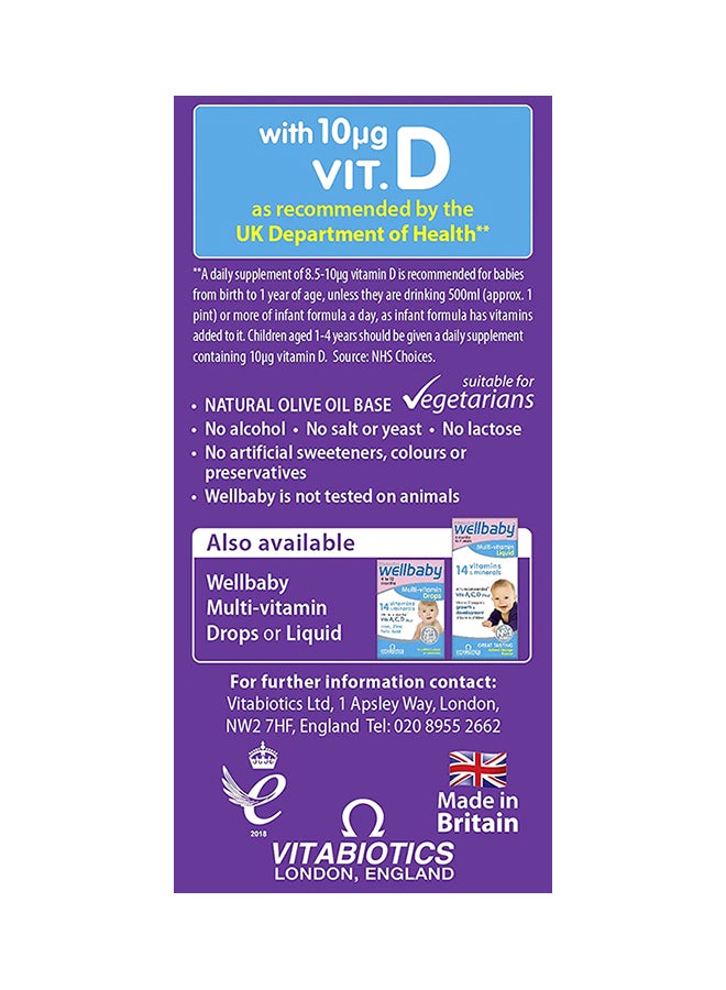 Vitabiotics - Wellbaby Vitamin D Drops 30ml - Image 1