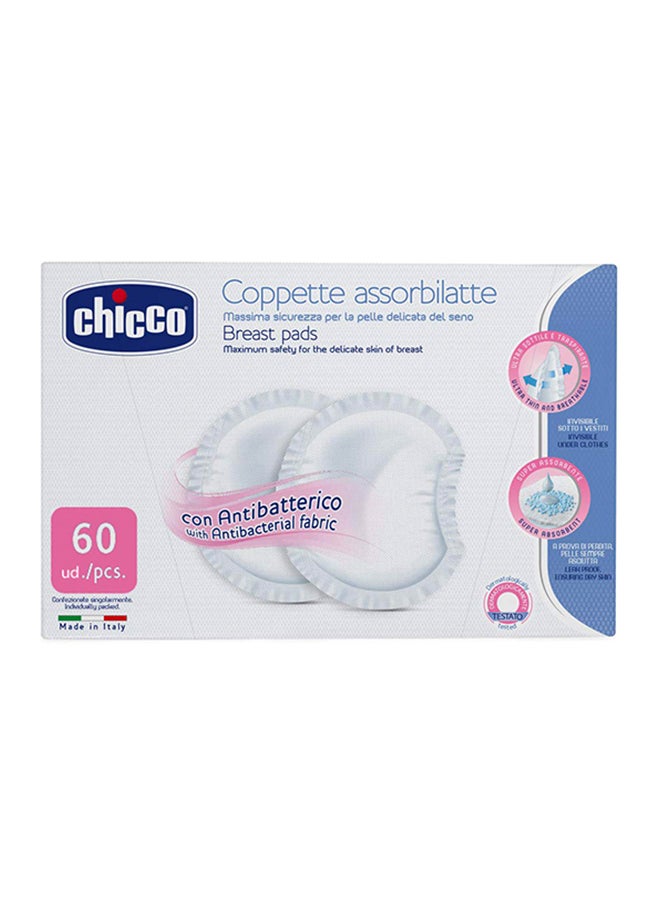 Chicco 60-Piece Antibacterial Breast Protection Pads Set - White - Image 1