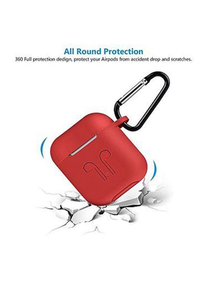 Generic - Protective Case Cover For Apple AirPods With Strap Holder Red - Image 1