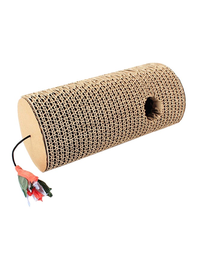 Cylindric Scratcher Toy With Teaser Beige/Orange/White - Image 2