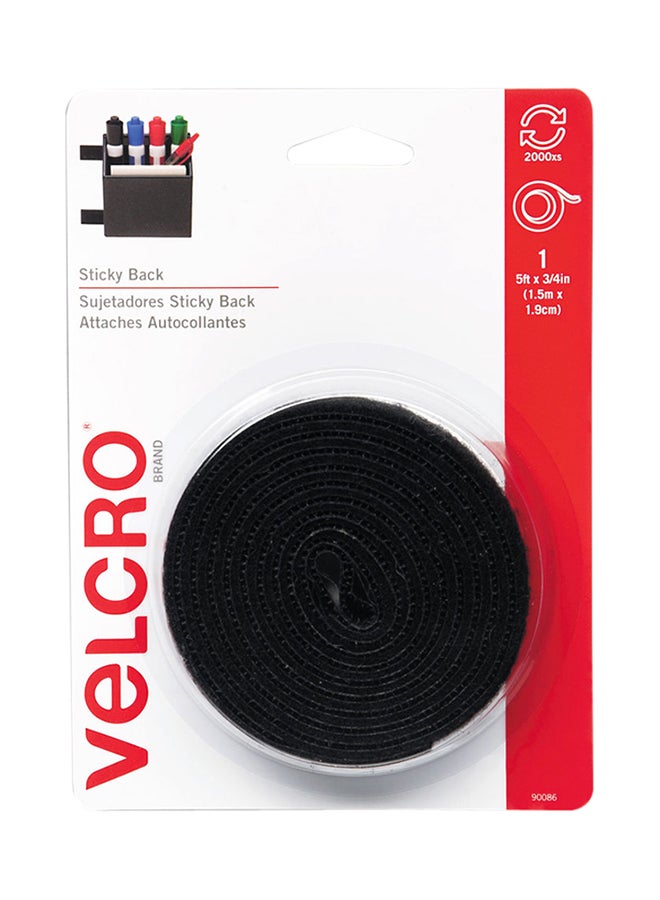 Velcro Sticky Back Hook And Loop Fastener Tape Black 