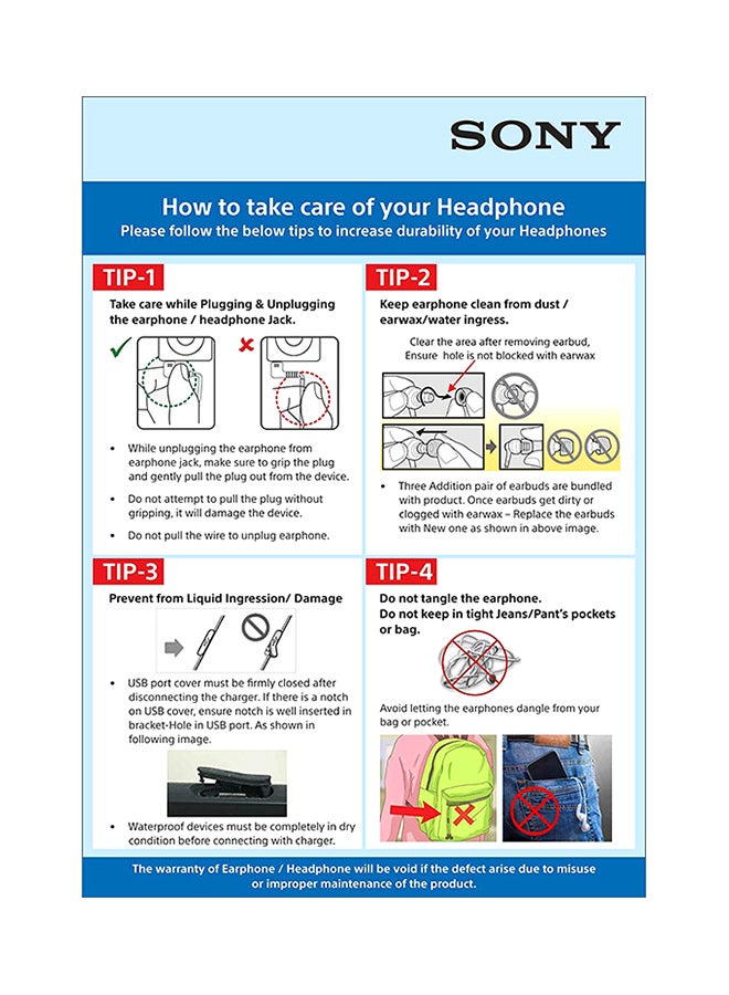 سوني سماعة أذن داخلية سلكية مع ميكروفون أسود - Image 5