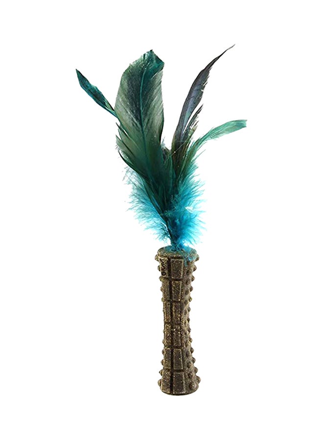 GIGWI Johnny Sticks With Natural Feather Cat Toy Brown/Blue/Green - Image 1