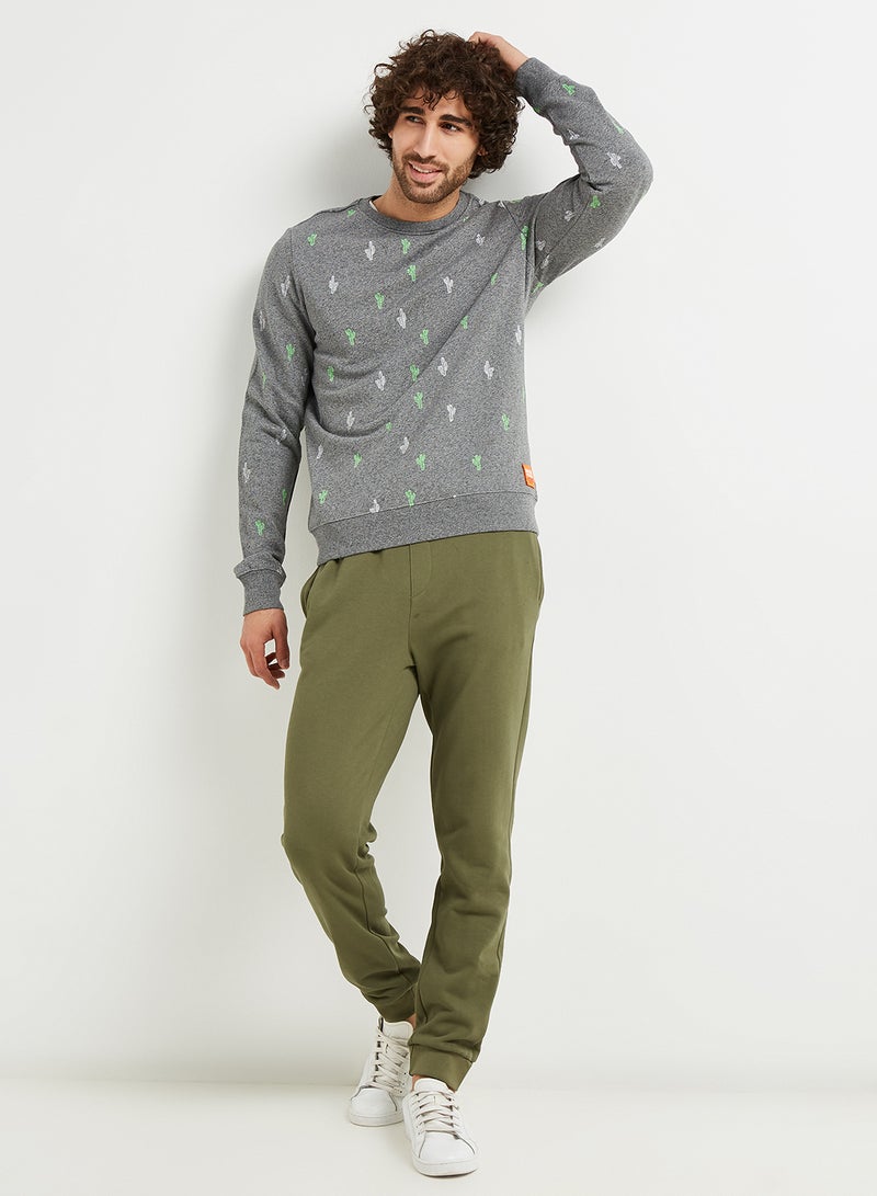 All Over Embroidered Long Sleeve Sweatshirt Vintage Grey Grit - v1575439389/N31180442V_3