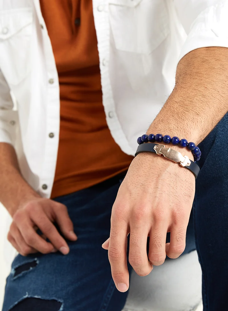 English Laundry Set of 2 Leather and Beads Bracelet