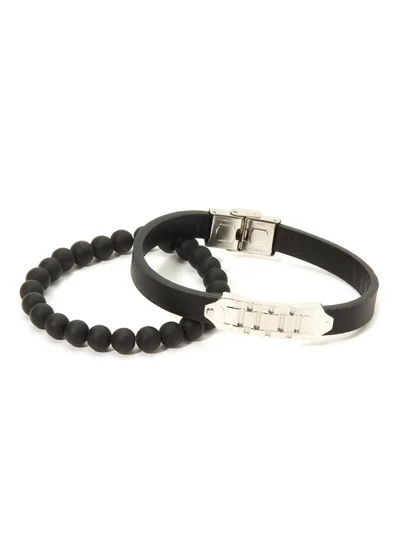 English Laundry Set of 2 Leather and Beads Bracelet