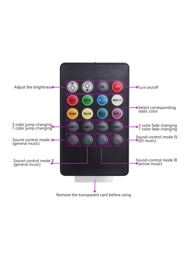 Generic 3-Piece Car LED Light With Music Sensor And Remote Control  - Image 2