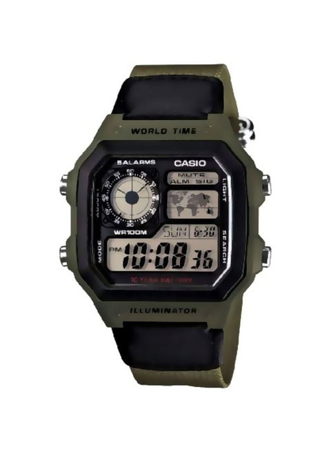 Men's Illuminator Water Resistant Digital Watch AE-1200-WHB-3BV - 40 mm - Green/Black