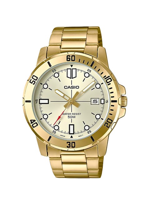 Men's Water Resistant Analog Watch MTP-VD01G-9EVUDF - 45 mm - Gold