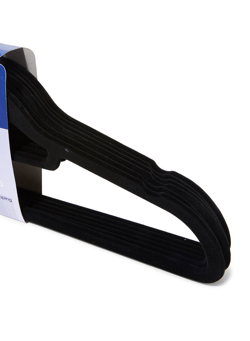6-Piece Plastic Velvet Hanger Set Black - Image 2
