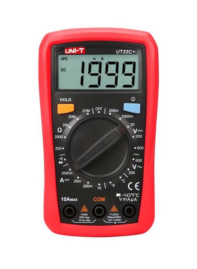 يوني تي مقياس UT33C متعدد رقمي مقاس الكف أحمر  - Image 1
