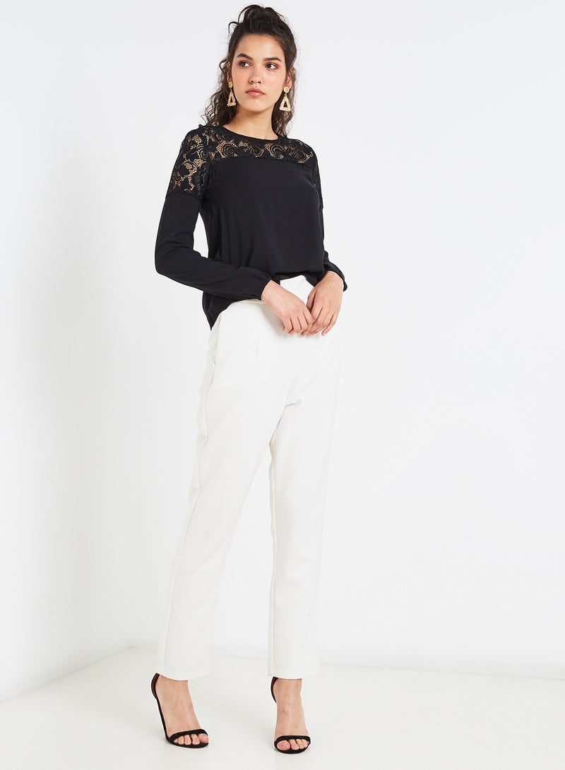 Jacqueline de Yong - Lace Trim Blouse Black - Image 1