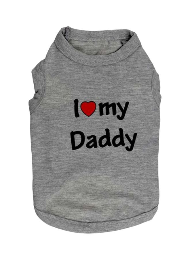 فيست للحيوانات الأليفة مطبوع عليه عبارة "I Love My Daddy" رمادي/ أسود/ أحمر S