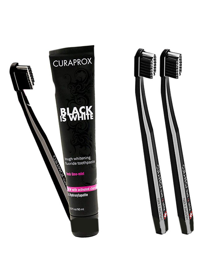 CURAPROX - Black Is White Activated Charcoal Toothpaste With Cs 5460 2 Toothbrush - Image 1