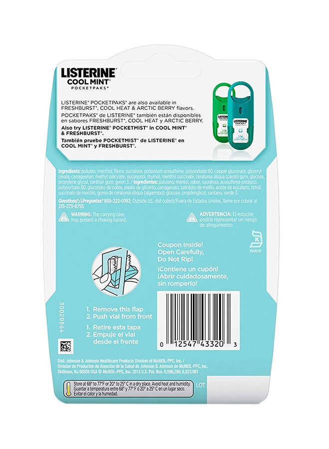 Listerine Pack Of 3 Cool Mint Pocketpaks Breath Kills Germs  - Image 2
