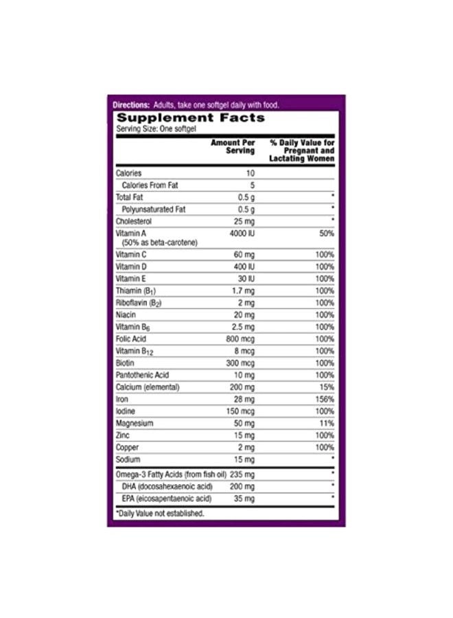 وان-أ-داي مكمل متعدد الفيتامينات والأملاح المعدنية لفترة ما قبل الولادة - 30 كبسولة جيلاتينية - Image 3