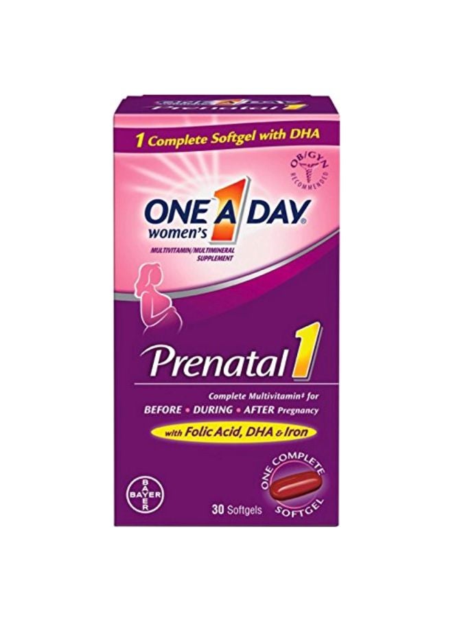 وان-أ-داي مكمل متعدد الفيتامينات والأملاح المعدنية لفترة ما قبل الولادة - 30 كبسولة جيلاتينية - Image 1