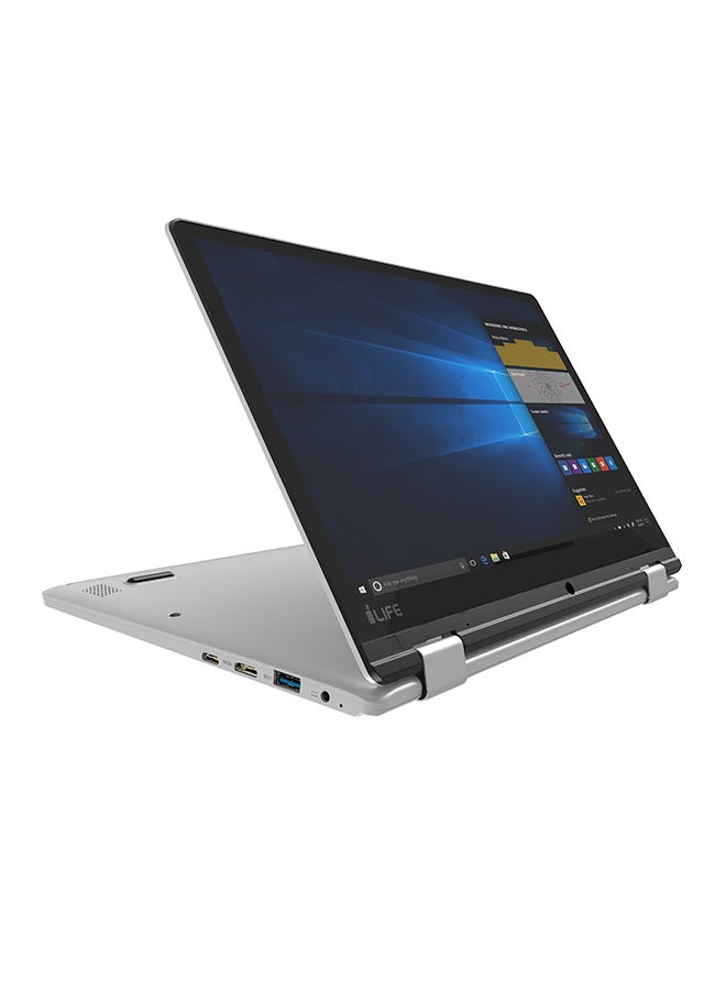 آي لايف لابتوب زيد نوت برايم قابل للطي مزود بشاشة لمس مقاس 11.6 بوصة ومعالج إنتل سيليرون وذاكرة وصول عشوائي سعة 2 جيجابايت وبطاقة وسائط متعددة مدمجة سعة 32 جيجابايت ورسومات مدمجة فضي - Image 3