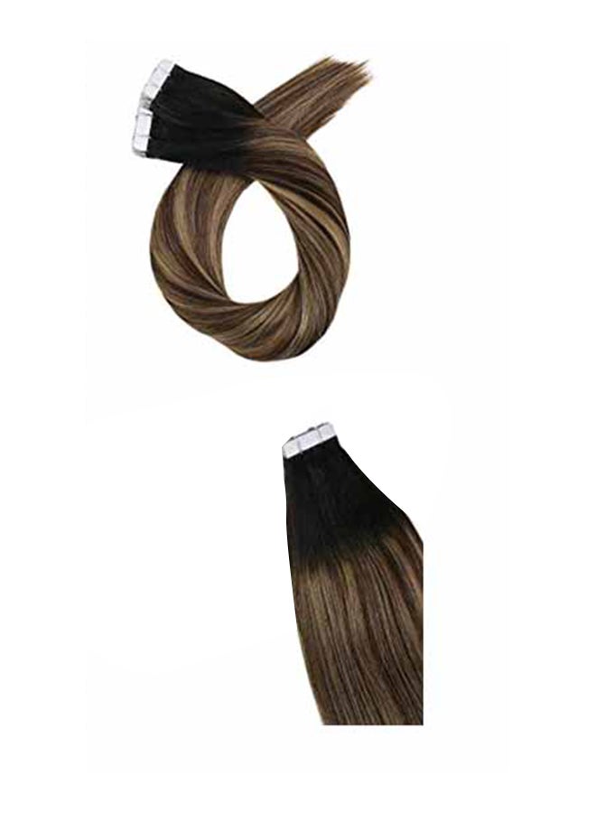 Moresoo 2-Piece Tape In Human Straight Hair Extentions Set Black - Image 1