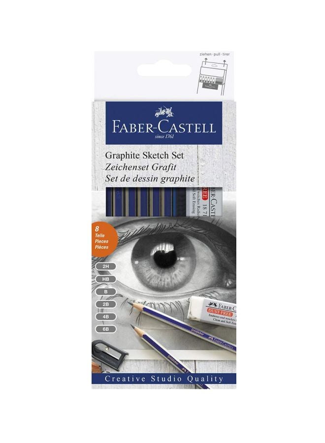 FABER-CASTELL - Pack Of 8 Graphite Sketch Set With Sharpener And Eraser Multicolor - Image 1