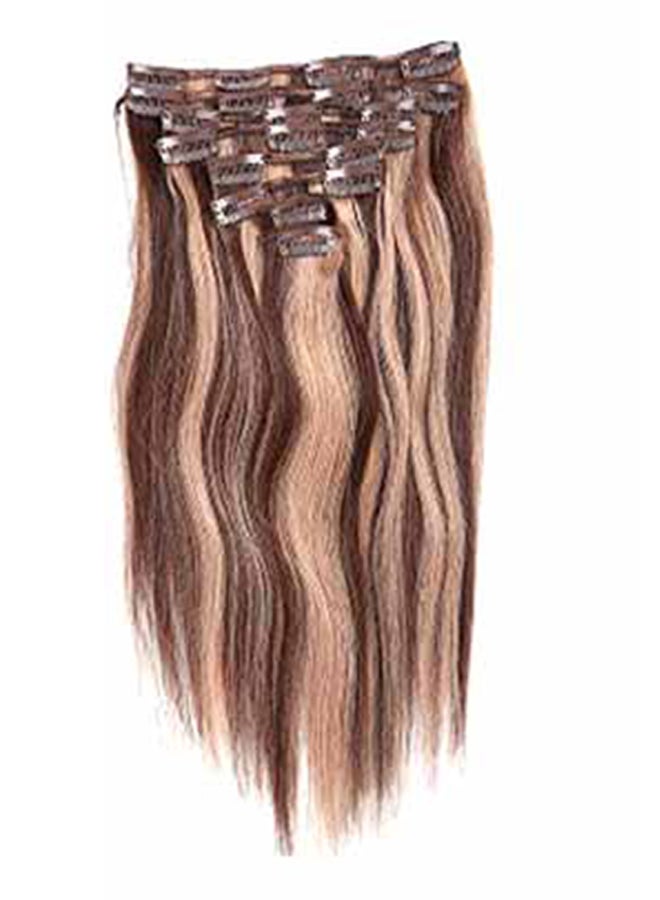 Fabwigs Clip Straight Remy Human Hair Extension Brown 16inch 