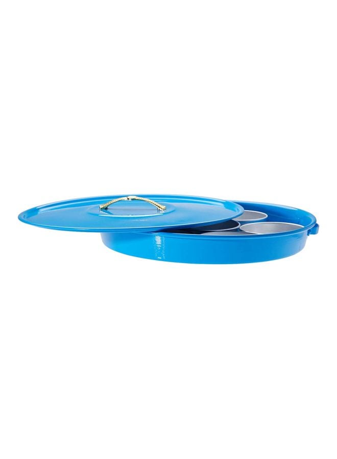 Ayda Serving Tray With 7 Serving Plates Blue/Gold 41cm  - Image 3