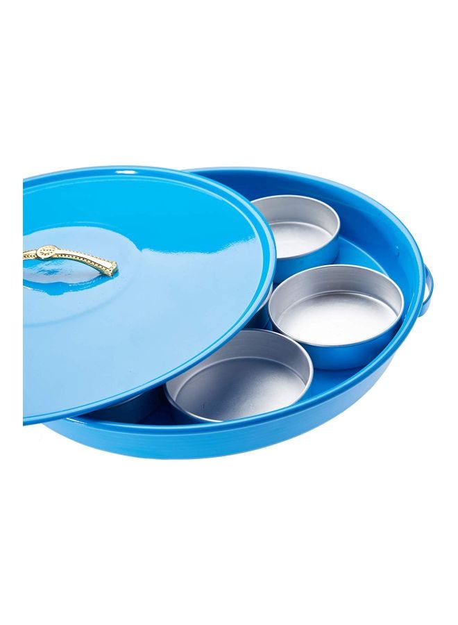 Ayda Serving Tray With 7 Serving Plates Blue/Gold 41cm  - Image 4