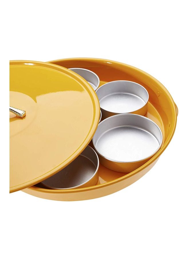 ايدا صينية تقديم مزودة بعدد 7 أطباق للتقديم أصفر/ذهبي 41سم - Image 4