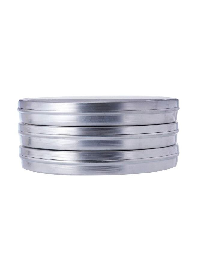 Ayda - 3-Piece Round Basbuosa Tray With Lid Silver 10inch - Image 1