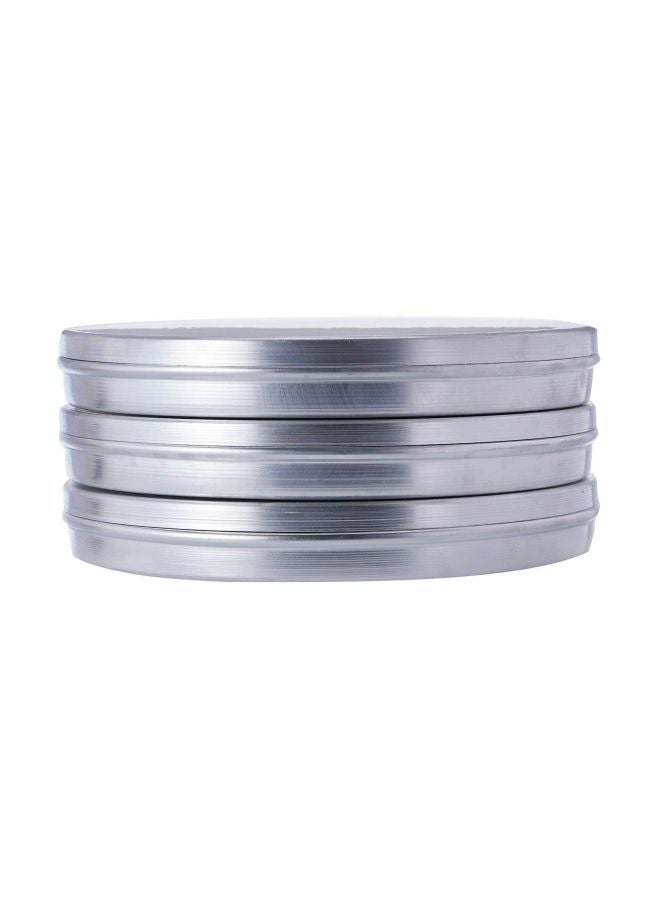 Ayda - 3-Piece Aluminum Round Basbuosa Tray Wth Lid Silver 13inch - Image 1